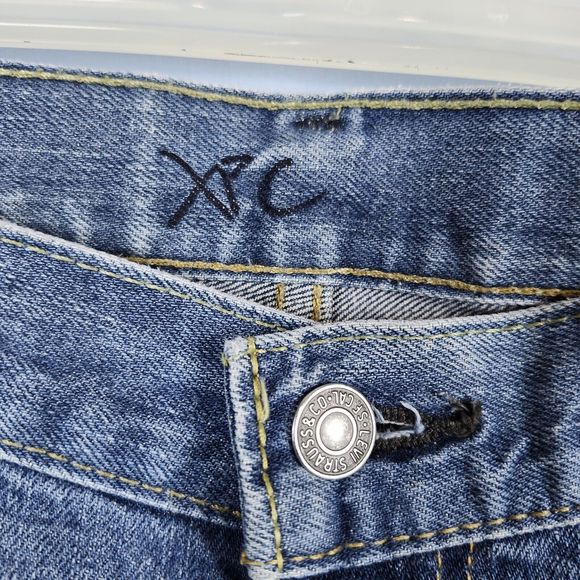 Levis 514 Jeans Blue Denim Straight Med Wash Casual Work Distressed Mens 38x30 - Picture 3 of 16